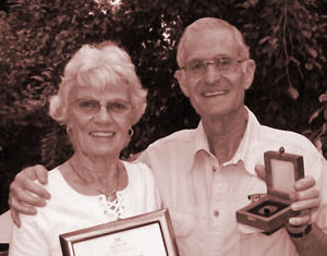 Peter Steyn, awarded South Africa's highest award for ornithology, with his wife, Jenny
